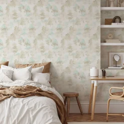 Vliestapete Bäume Wald Creme Braun Blau 10557-02