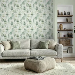 Vliestapete Bäume Wald Creme Dunkelgrün 10557-07