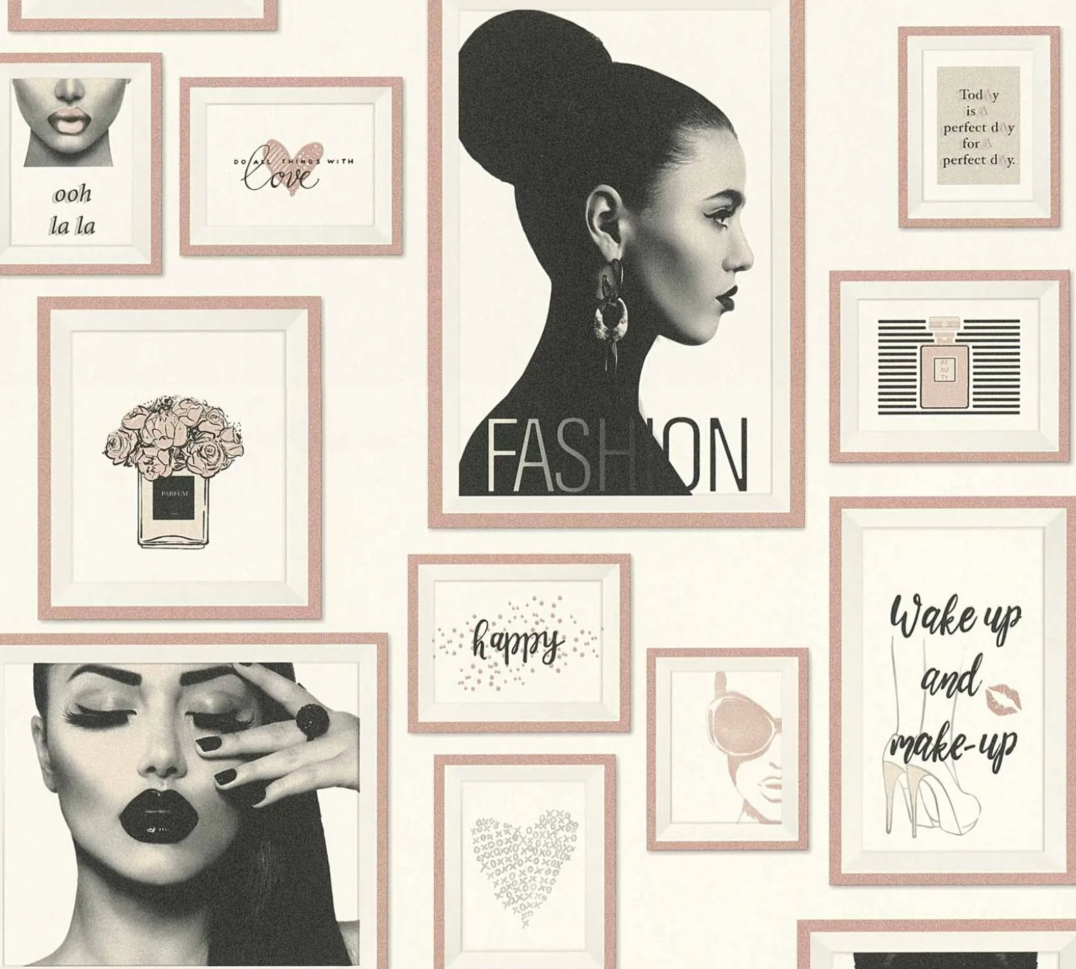 Vliestapete Collage Fashion weiß rosa 36918-3