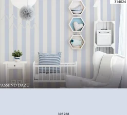 Vliestapete creme blau Streifen AS Creation 3140-24