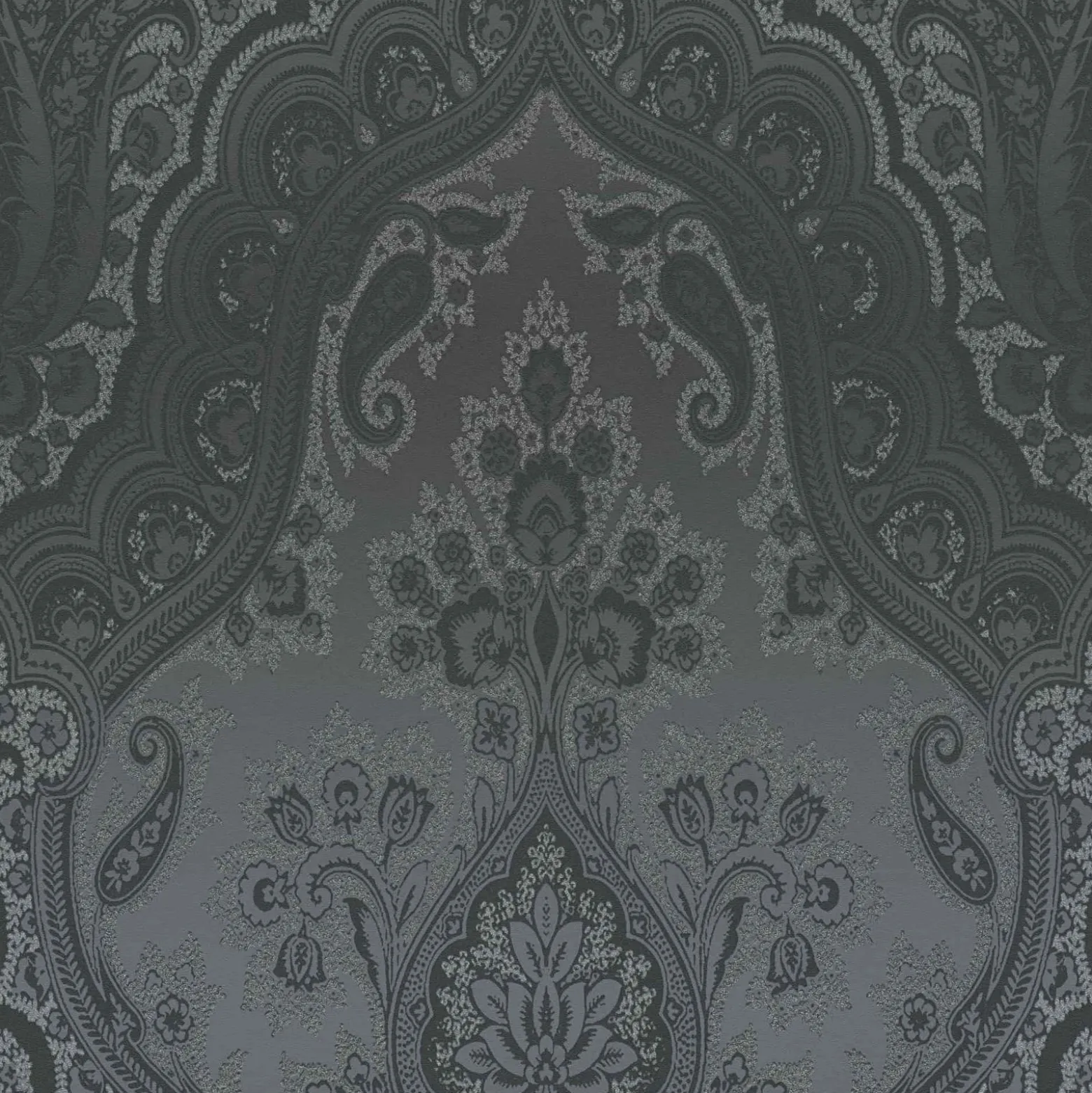 Vliestapete Damast-Design schwarz silber 38708-5
