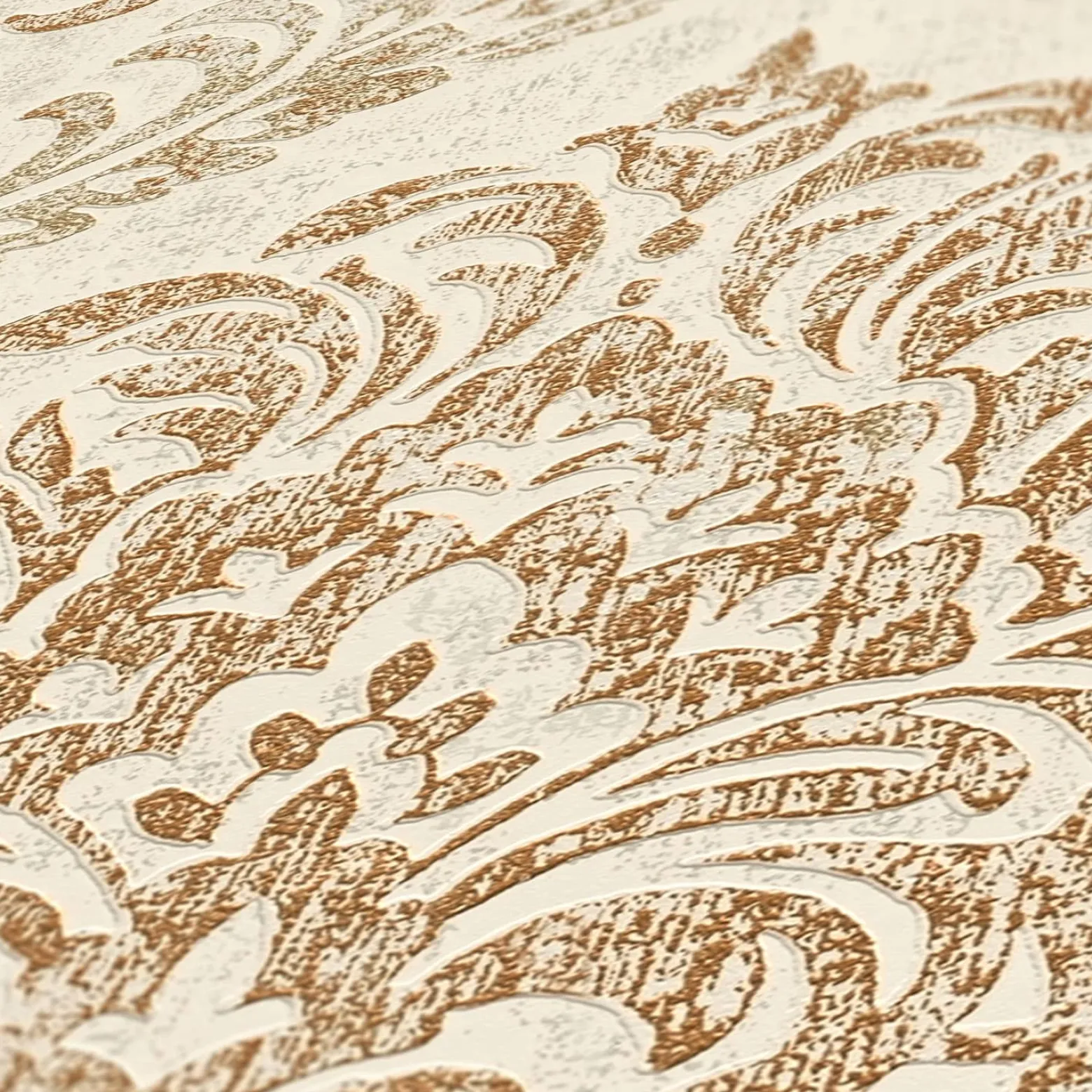 Vliestapete Damast Motiv Weiß Gold Metallic 39112-5