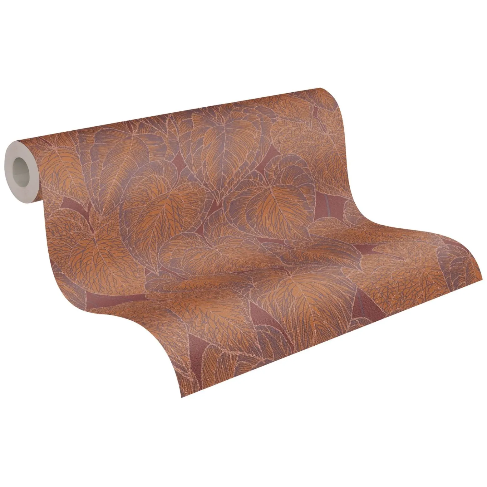 Vliestapete Daniel Hechter Blätter Orange Bronze Metallic
