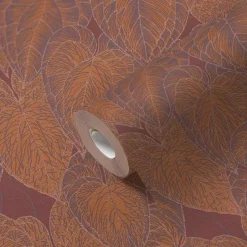 Vliestapete Daniel Hechter Blätter Orange Bronze Metallic