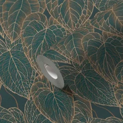 Vliestapete Daniel Hechter Blätter Grün Gold Metallic