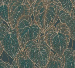 Vliestapete Daniel Hechter Blätter Grün Gold Metallic