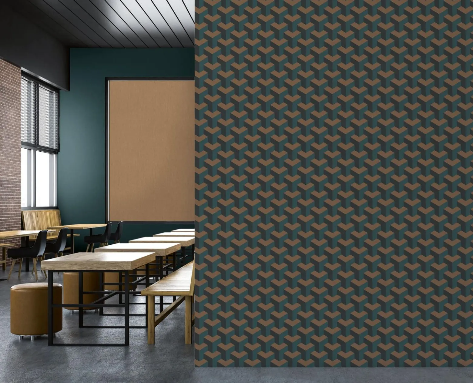 Vliestapete Daniel Hechter Retro Petrol Bronze Metallic