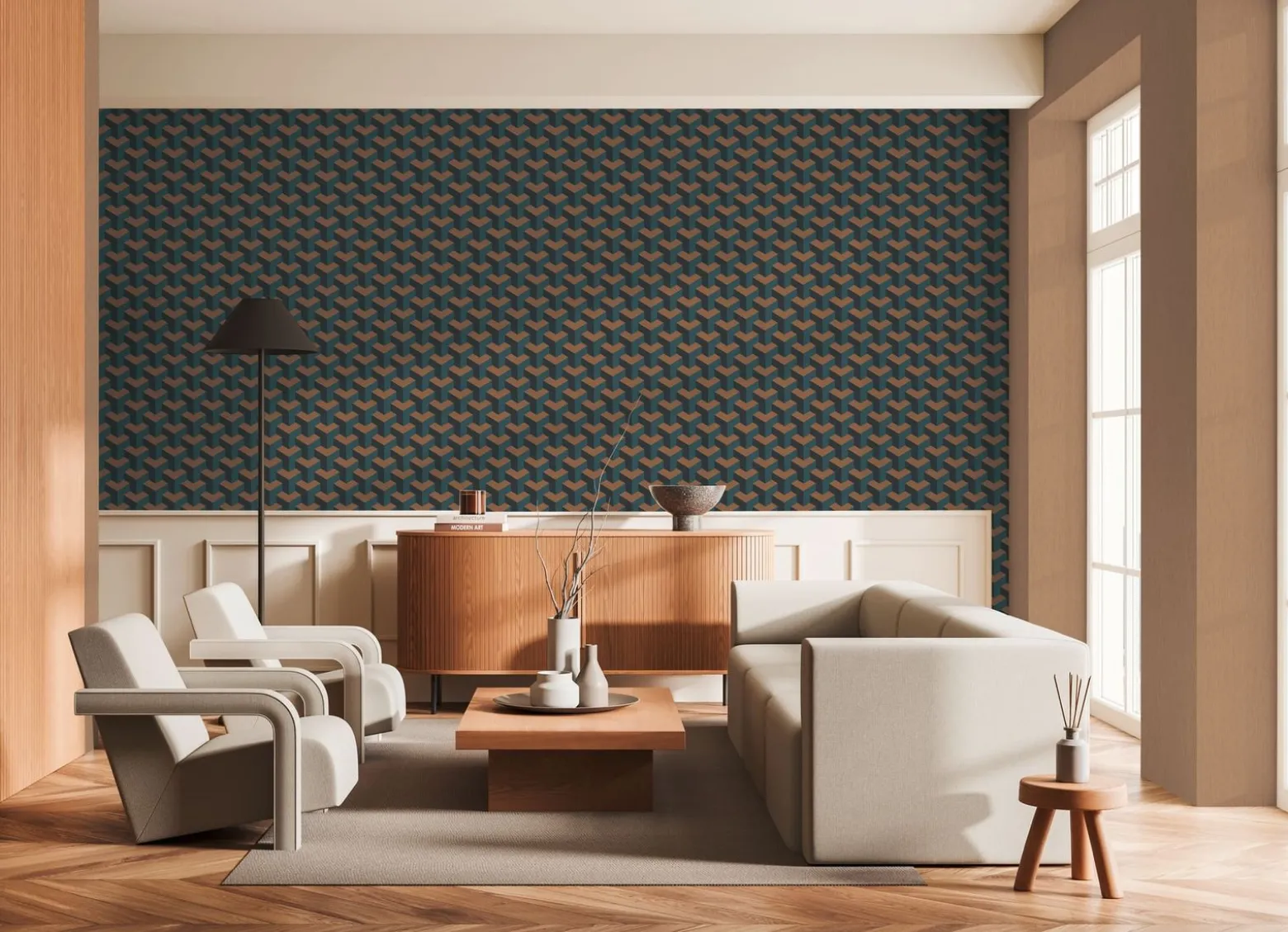 Vliestapete Daniel Hechter Retro Petrol Bronze Metallic