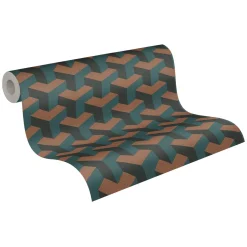 Vliestapete Daniel Hechter Retro Petrol Bronze Metallic
