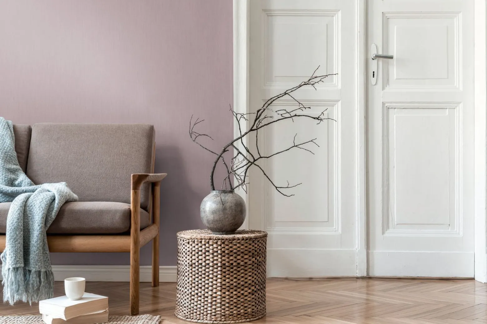Vliestapete Daniel Hechter Uni Textil Optik Lila Pastell