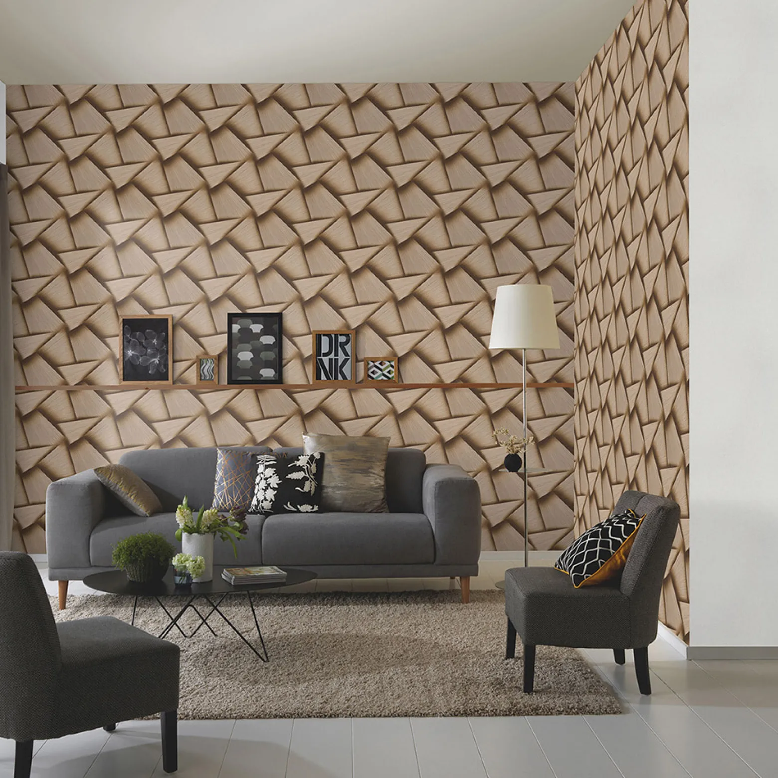 Vliestapete 3D-Effekt Braun Gold Metallic 10401-30