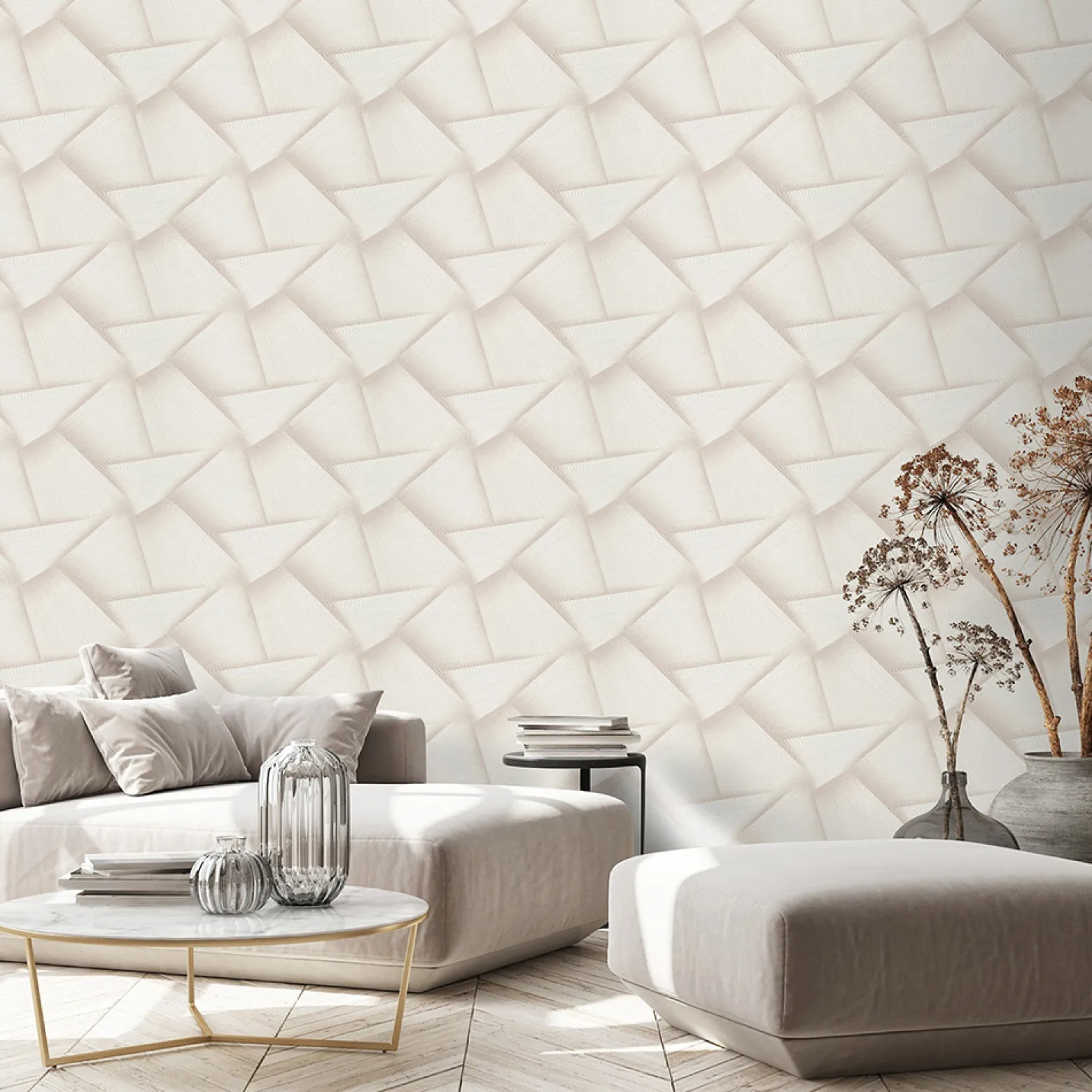 Vliestapete 3D-Effekt Creme Beige Metallic 10401-14