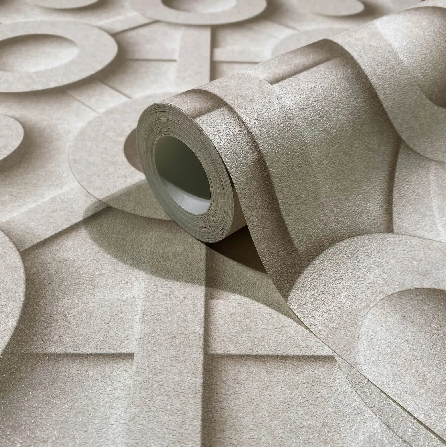 Vliestapete 3D-Effekt Grafisch Beige Grau 89032
