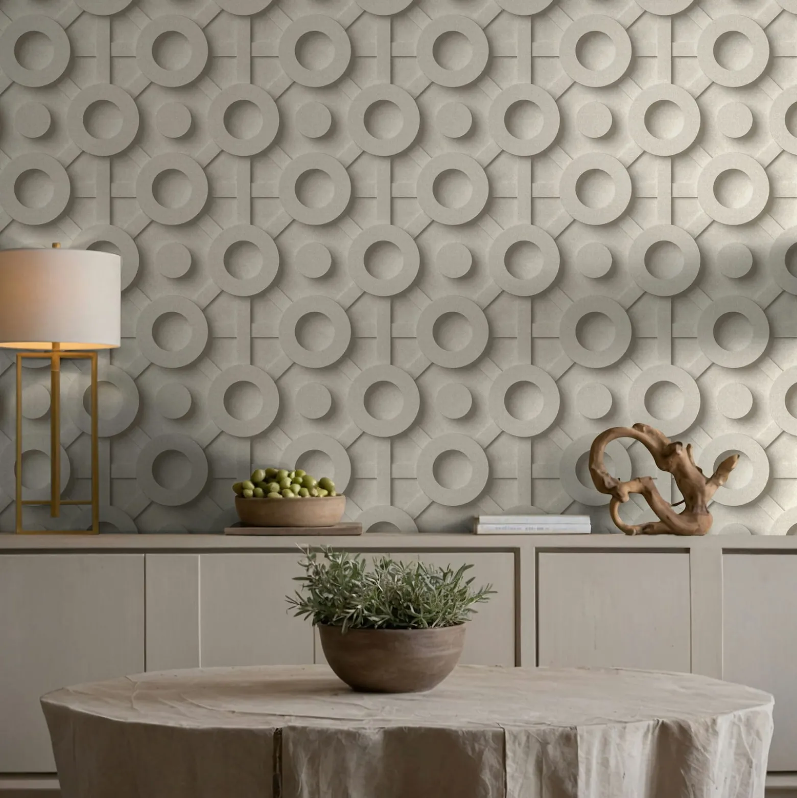 Vliestapete 3D-Effekt Grafisch Beige Grau 89032