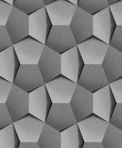 Vliestapete 3D-Effekt Grau Schwarz Silber Metallic A54601