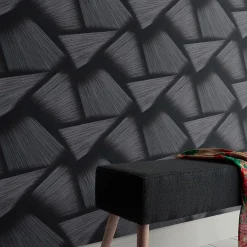 Vliestapete 3D-Effekt Schwarz Silber Metallic 10401-15