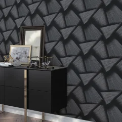 Vliestapete 3D-Effekt Schwarz Silber Metallic 10401-15
