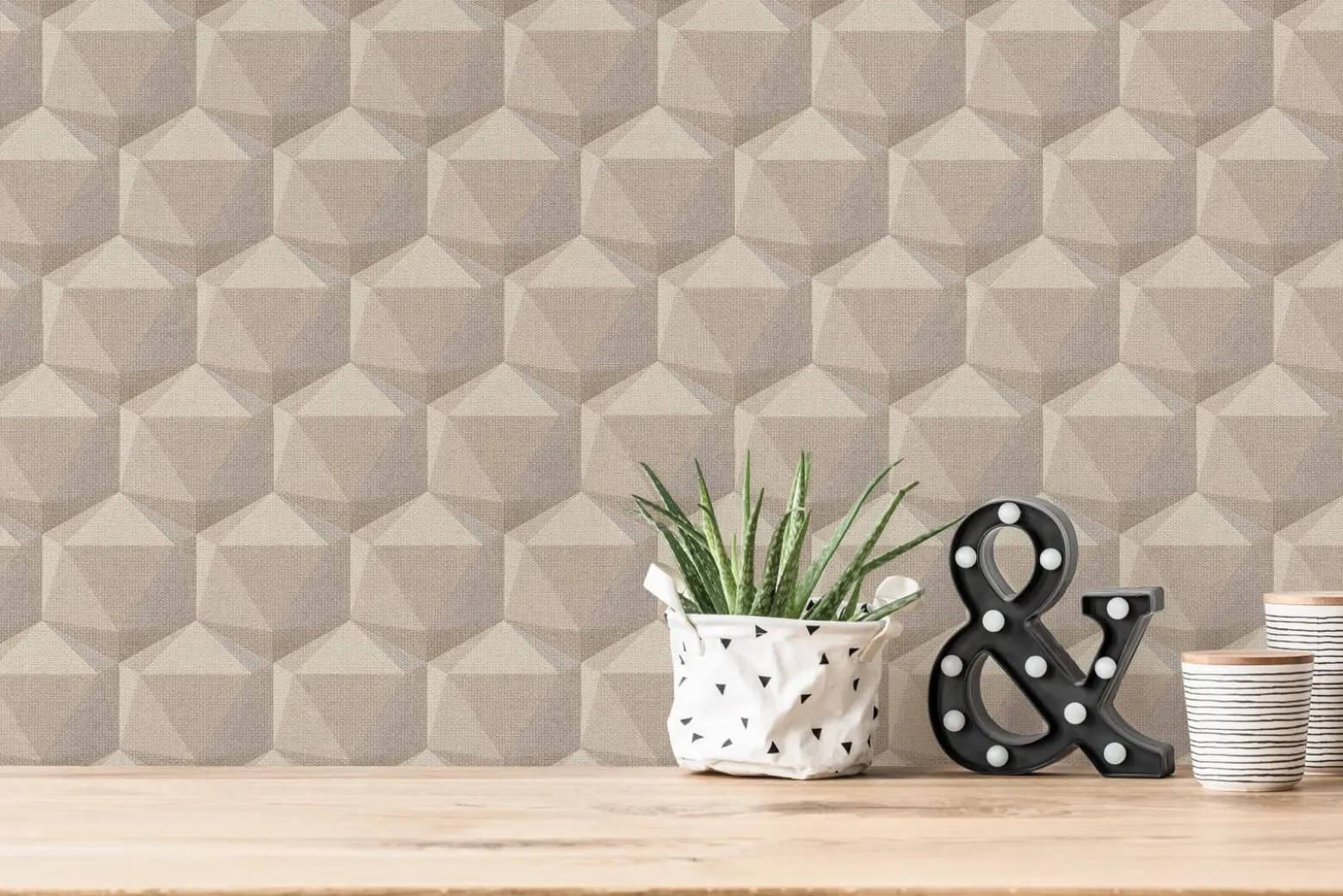 Vliestapete 3D Grafik Beige Hellgrau 38748-5