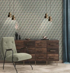Vliestapete 3D Grafik Blau Beige Nara 38748-4 AS Creation