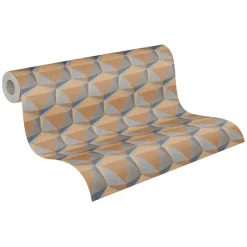 Vliestapete 3D Grafik Blau Braun Nara 38748-3