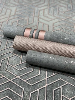 Vliestapete 3D Grafisch Metallic grau alt-rosa 32609