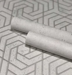 Vliestapete 3D Grafisch Metallic grau silber 32607