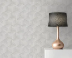Vliestapete 3D-Optik Grau Weiß Silber Metallic 38506-2
