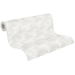 Vliestapete 3D-Optik Grau Weiß Silber Metallic 38506-2