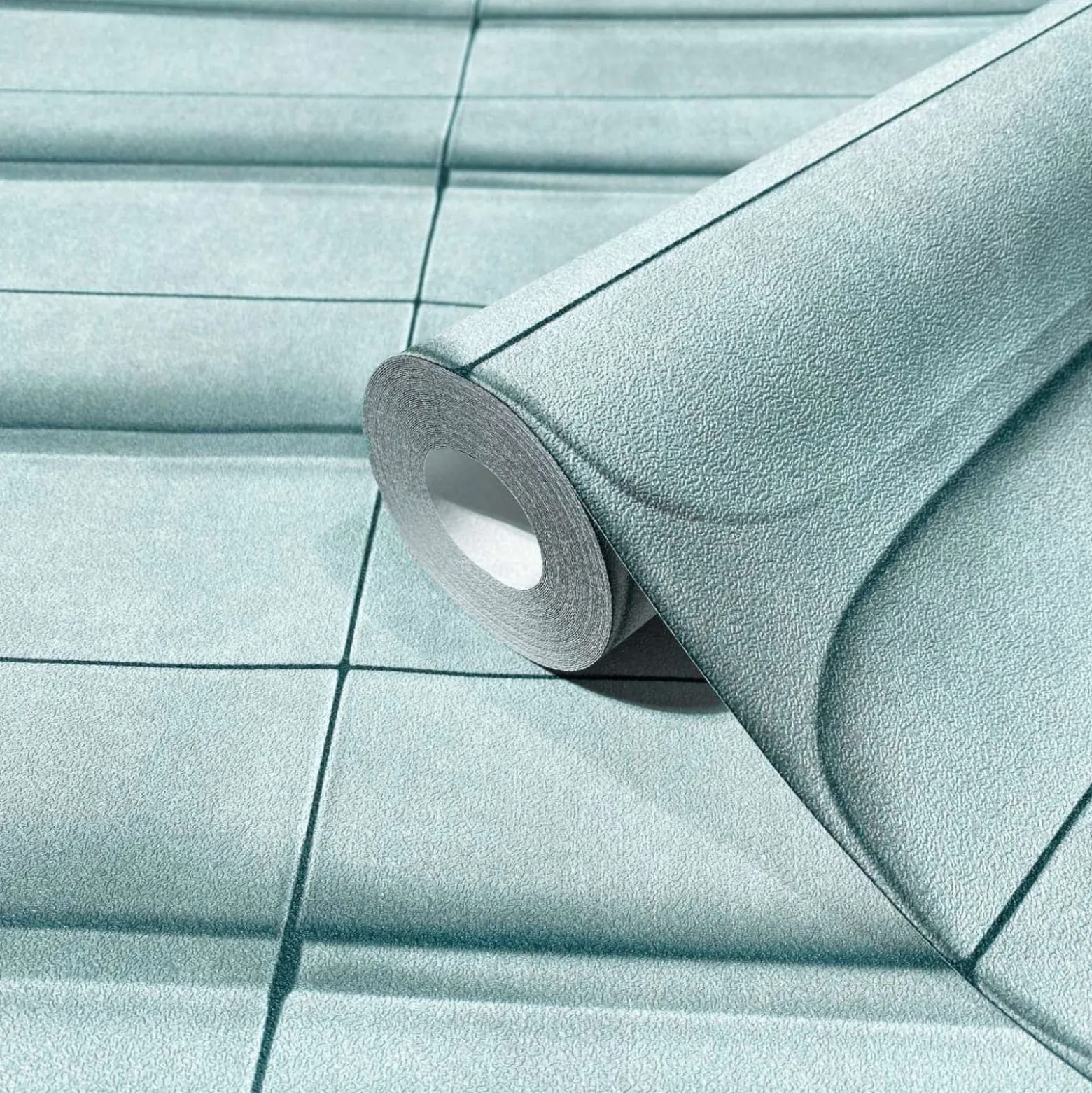 Vliestapete 3D Optik Kacheln Betonoptik Hellblau 34478
