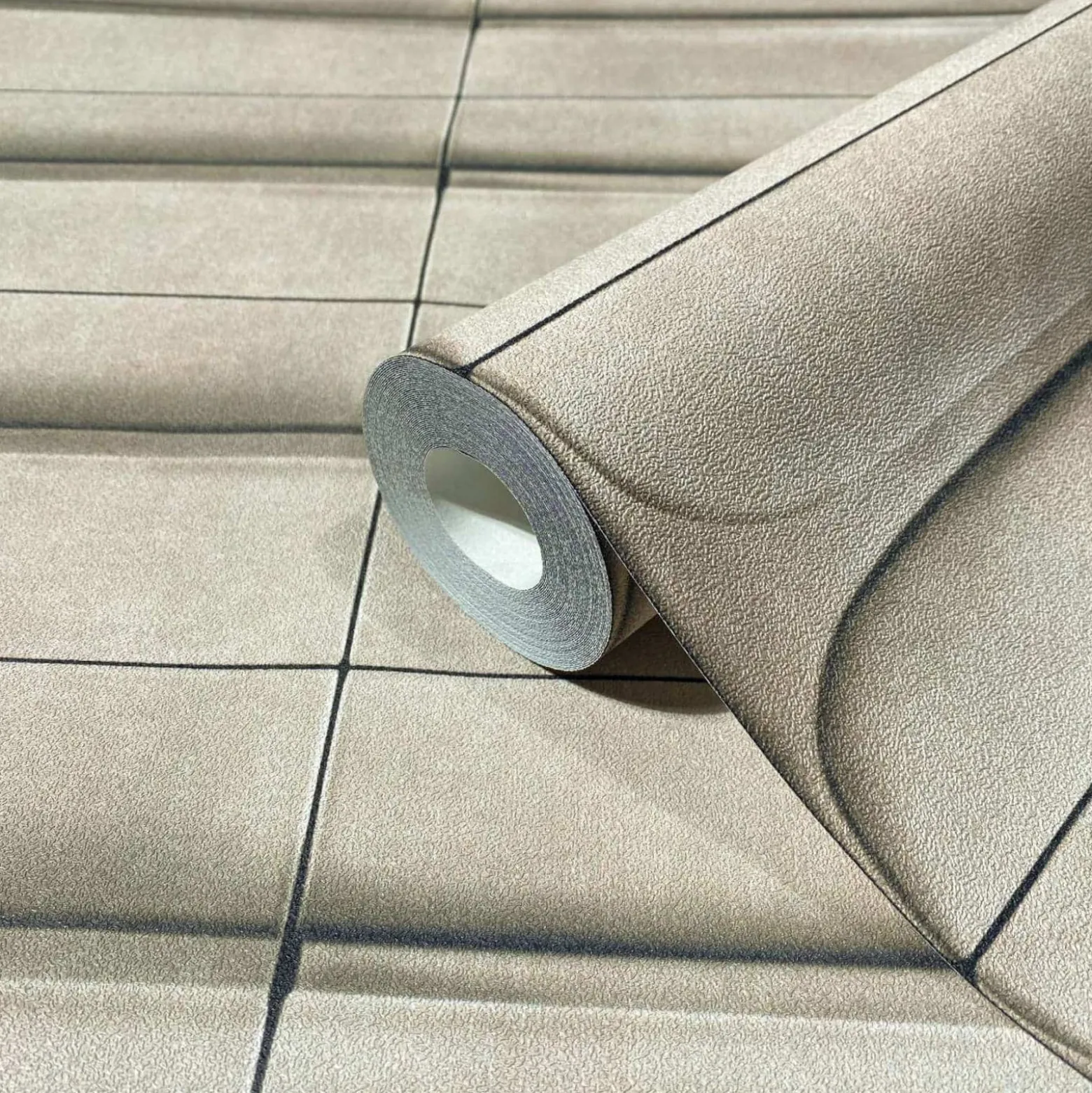 Vliestapete 3D Optik Kacheln Betonoptik Grau Braun 34475