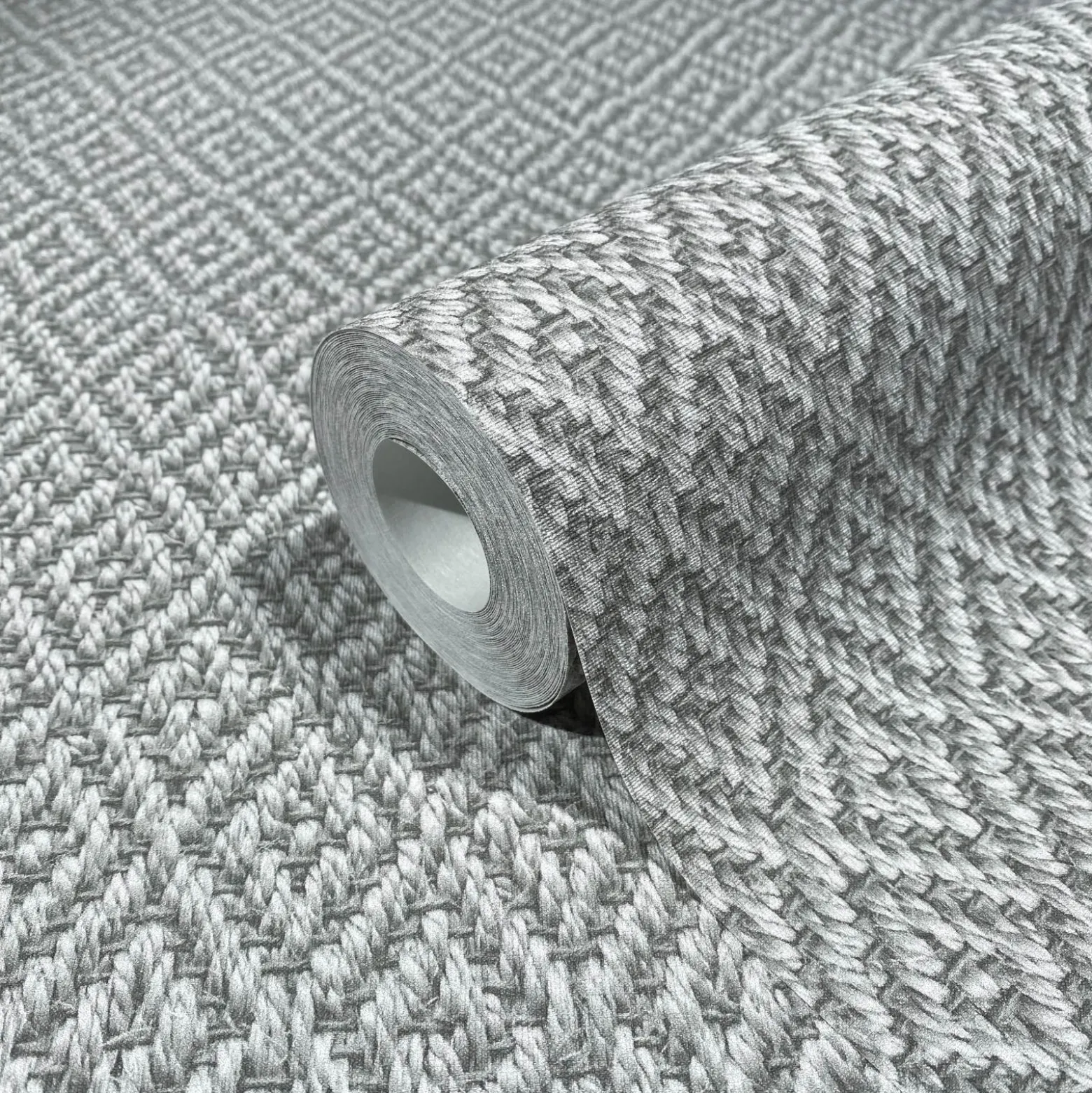 Vliestapete 3D-Optik Rauten Geflecht Grau Beige 47486