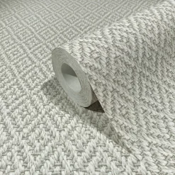 Vliestapete 3D-Optik Rauten Geflecht Beige Creme 47488