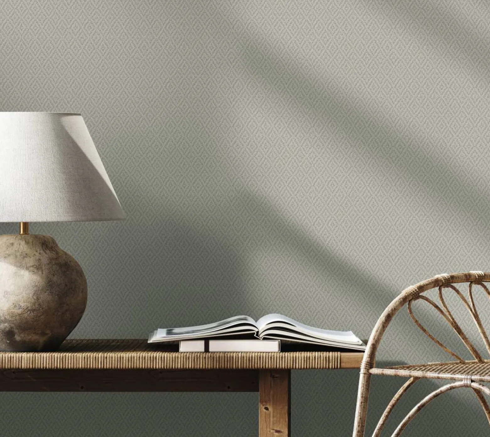 Vliestapete 3D-Optik Rauten Geflecht Beige Creme 47488