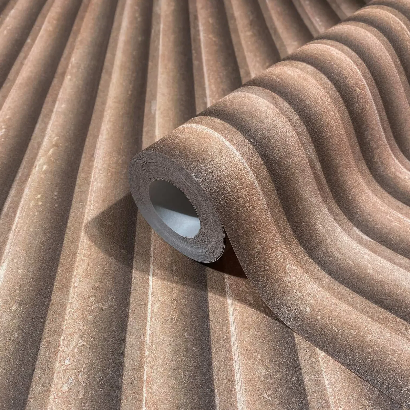 Vliestapete 3D-Optik Streifen Muster Braun Beige 81698