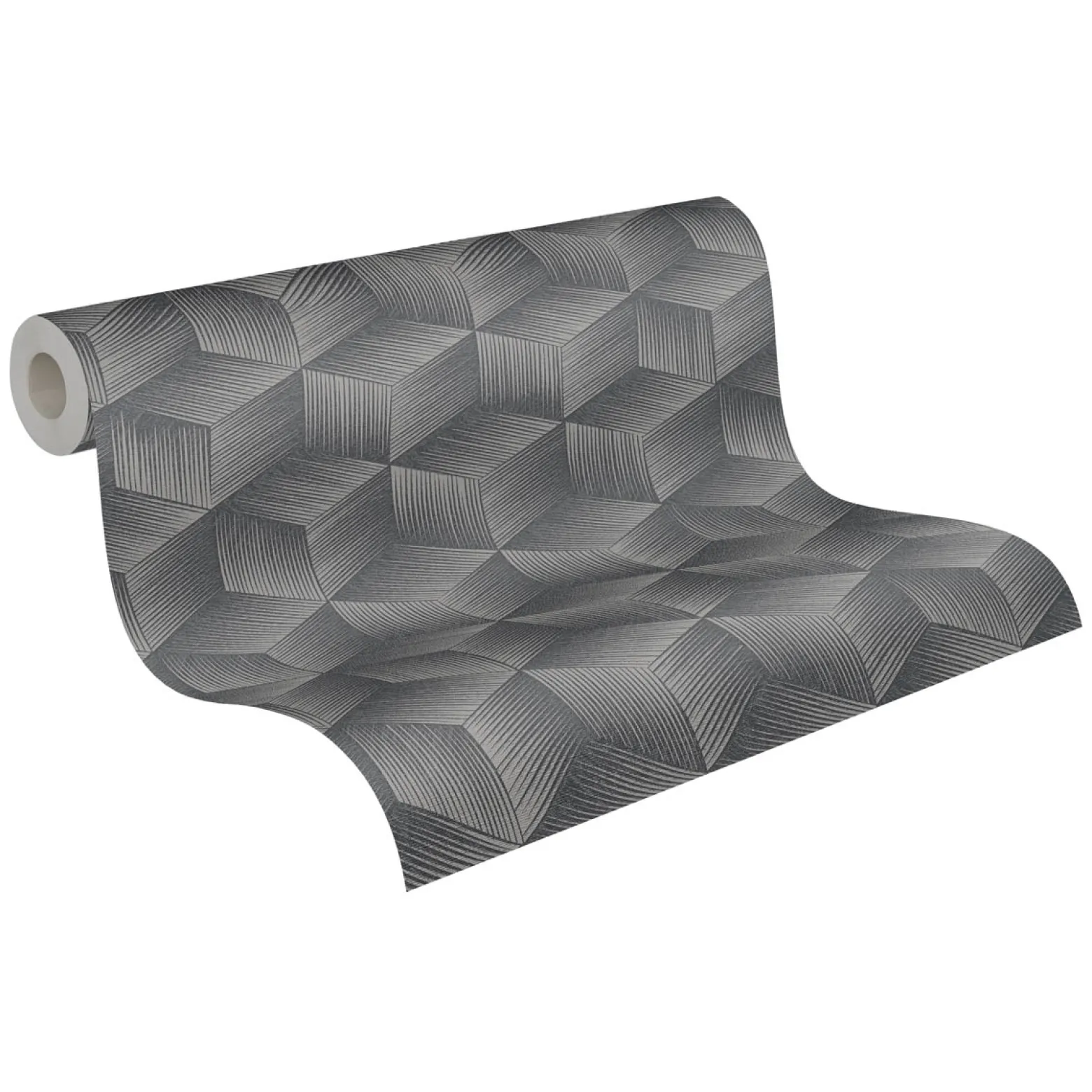 Vliestapete 3D-Optik Würfel Grau Schwarz Metallic 38506-4