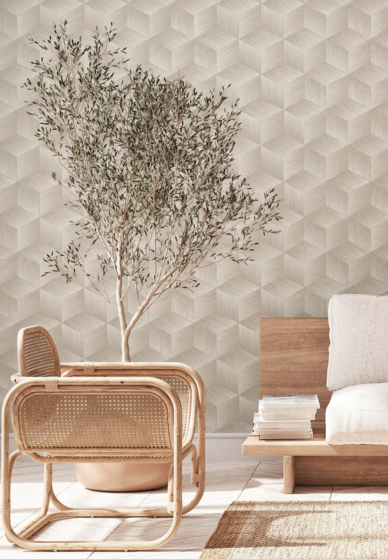 Vliestapete 3D-Optik Würfel Grau Silber Metallic 38506-1