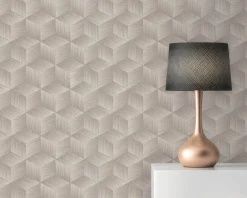 Vliestapete 3D-Optik Würfel Grau Silber Metallic 38506-1