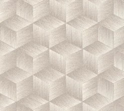 Vliestapete 3D-Optik Würfel Grau Silber Metallic 38506-1