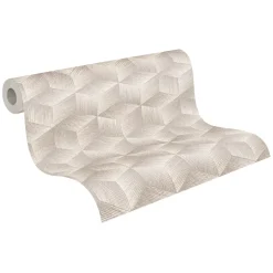 Vliestapete 3D-Optik Würfel Grau Silber Metallic 38506-1