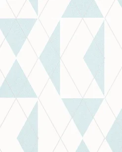 Vliestapete Dreiecke Grafik weiß blau Glanz 6737-80