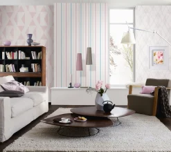 Vliestapete Dreiecke Grafik weiß beige rosa 6737-20