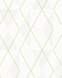 Vliestapete Dreiecke Grafik weiß creme grün Glanz 6737-40