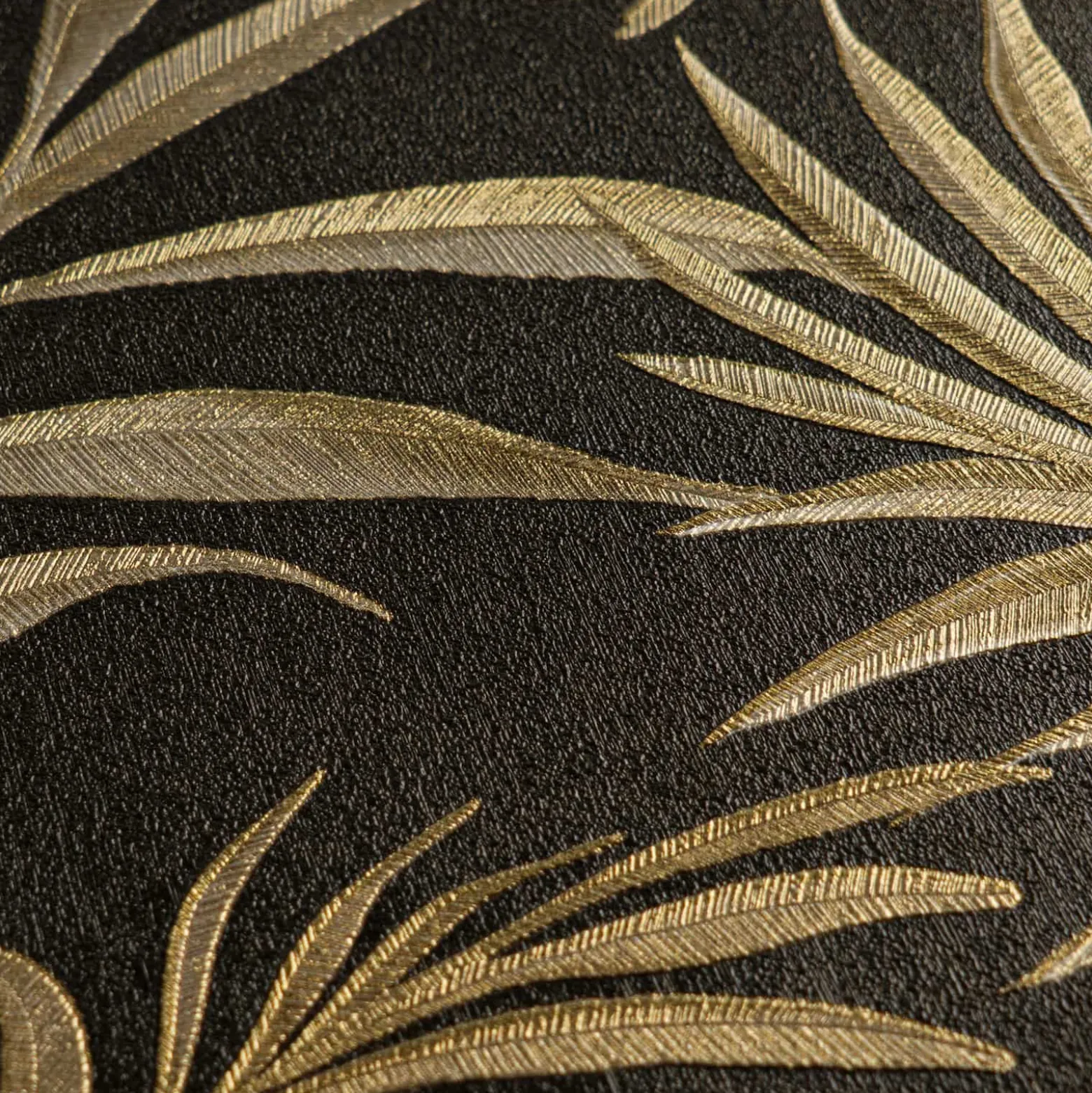 Vliestapete Dschungel Blätter Schwarz Gold Metallic 79108-6