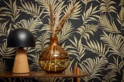 Vliestapete Dschungel Blätter Schwarz Gold Metallic 79108-6