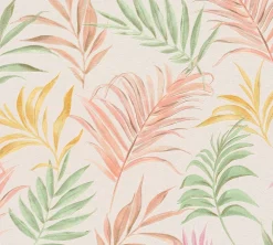 Vliestapete Dschungel Blätter Creme Bunt Glanz 79108-3