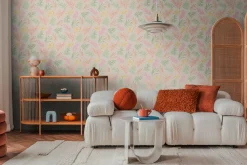 Vliestapete Dschungel Blätter Creme Bunt Glanz 79108-3