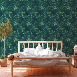 Vliestapete Dschungel Blätter blau grün 37704-4