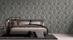 Vliestapete Dschungel Blätter Grau Beige 39647-3