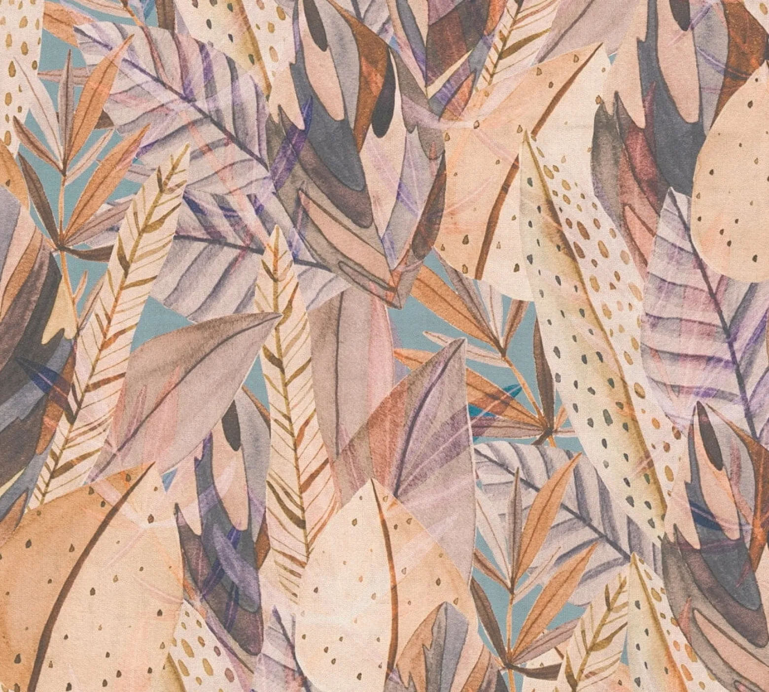 Vliestapete Dschungel Blätter Beige Lila 78220-2