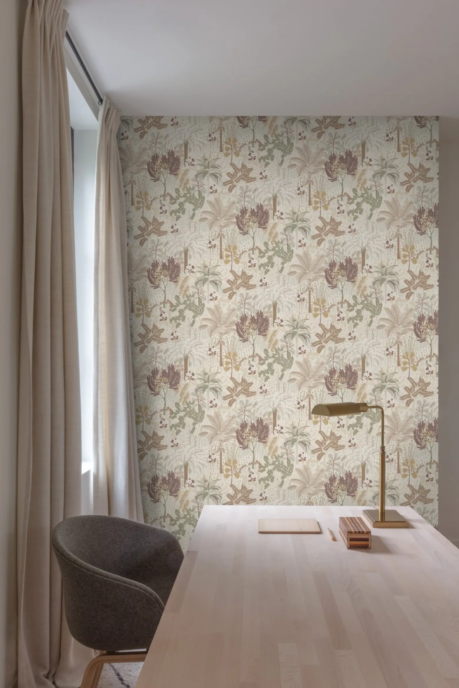 Vliestapete Dschungel Floral Beige Silber Metallic A54803